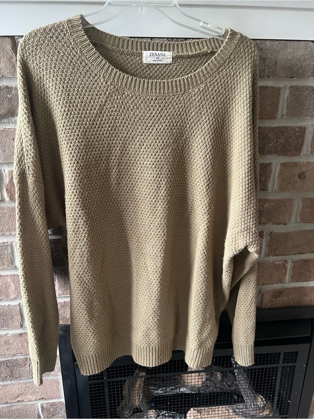 Zenana Outfitters Olive Knit Crewneck Sweater